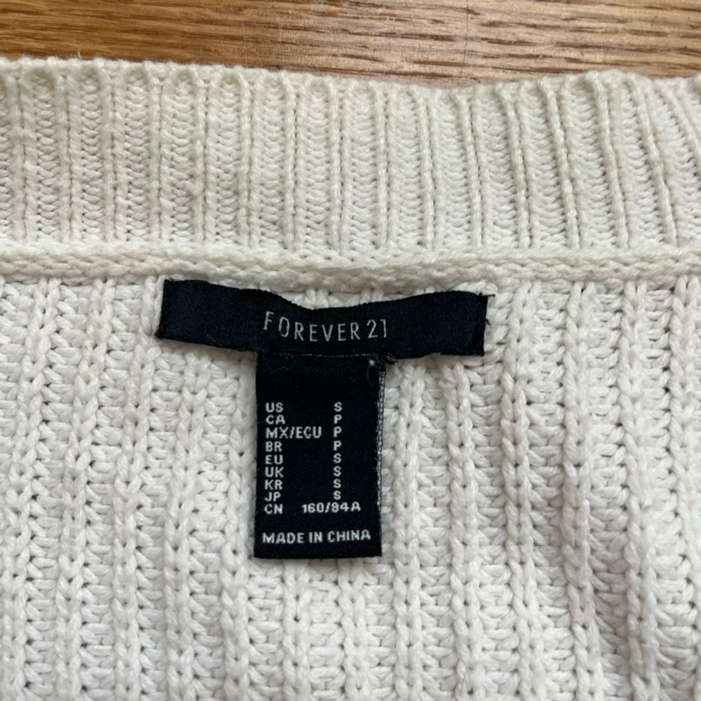 Forever 21 White Ribbed Cardigan - Picture 3 of 3